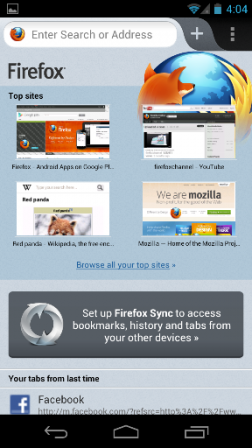 Screencap of Firefox for Android