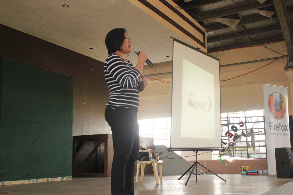 Monique Almario on stage for the very first time to talk about WebFWD.