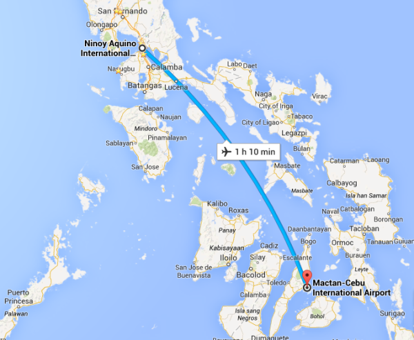 Total flight time: 70 minutes after a 90-minute delay at MNL.