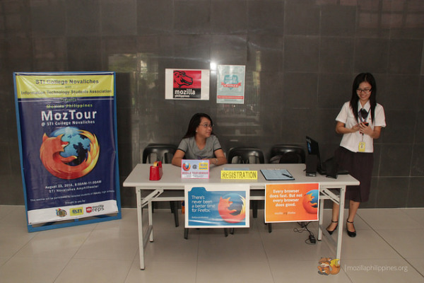 Firefox Student Ambassador (FSA) booth at the school's lobby.