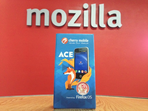 The Cherry Mobile Ace, powered by Firefox OS at the Mozilla Community Space Manila (MozSpaceMNL).