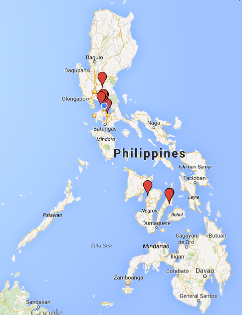 Pins indicate where MozillaPH had been so far this year.